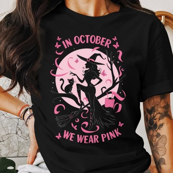 Unbranded Other - In October We Wear Pink T-Shirt, Festive Halloween Shirt